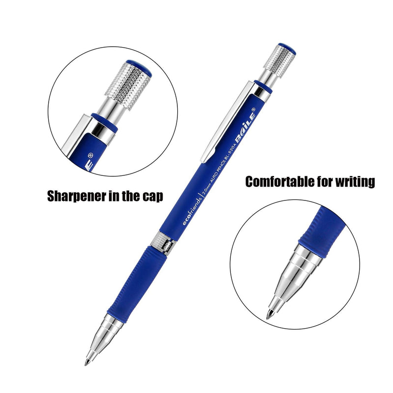 Jovitec 21 Pieces 2.0 mm Mechanical Pencil Set, 9 Pieces Automatic Pencils and 12 Cases Refills (Color and Black) for Draft Drawing, Writing, Crafting, Art Sketching - NewNest Australia