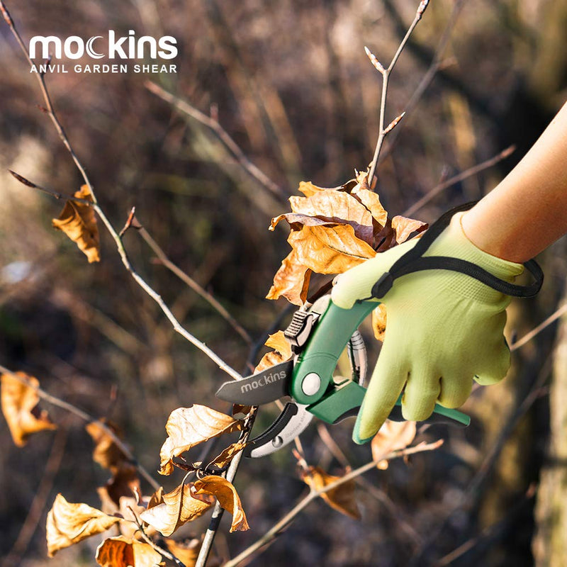 Mockins Professional Heavy Duty Garden Anvil Pruning Shears, Tree Trimmers Secateurs, Hand Pruner, Stainless Steel Blades | 8 mm Cutting Capacity Green - NewNest Australia