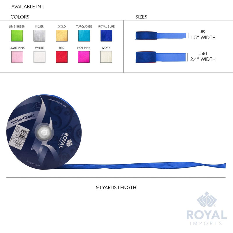 Royal Imports Organza Wired Sheer Ribbon 1.5" (#9) for Floral & Craft Decoration, 50 Yard Roll (150 FT Spool), Gold 1-1/2 Inch - NewNest Australia