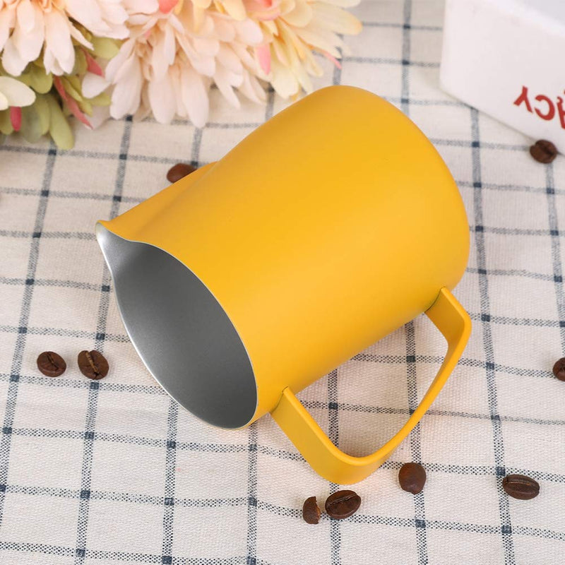 Coffee Latte Cup, Stainless Steel Milk Frothing Jug Frother Coffee Latte Container Cup Coffee Utensils 350ml (Yellow) Yellow - NewNest Australia