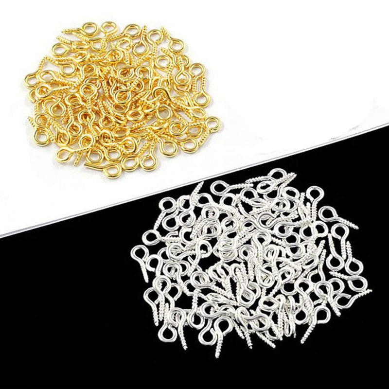 400Pcs Small Screw Eye Pins Hooks Mini Screw Eye Pin Peg Eye Screws for Jewelry Making and DIY Arts & Crafts Projects, 8 x 4mm (Silver and Gold) - NewNest Australia