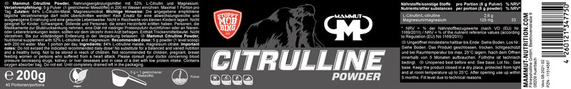Mammut Citrulline Powder, optimized with magnesium, 200 g can - NewNest Australia