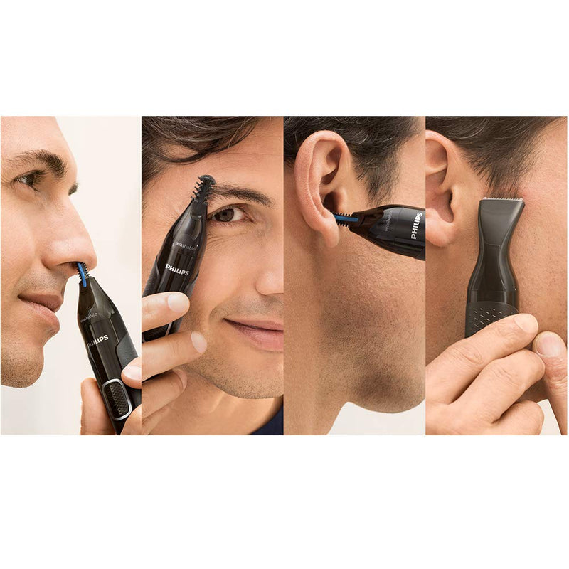 Philips Nt5650/16 Nose And Ear Hair Trimmer Series 5000 For Nose And Ear Hair And Eyebrows Without Plucking (With Beard Comb And Precision Trimmer), Black/Grey - NewNest Australia