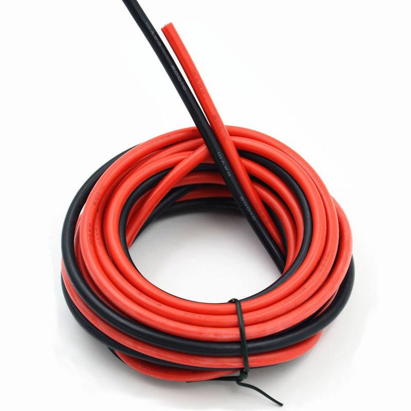 Electrical Wire 10 AWG 10 Gauge Silicone Wire Hook Up Wire Cables 20 Feet [10 ft Black and 10 ft Red] Soft and Flexible 1050 Strands 0.08 mm of Tinned Copper Wire High Temperature Resistance 10AWG - NewNest Australia