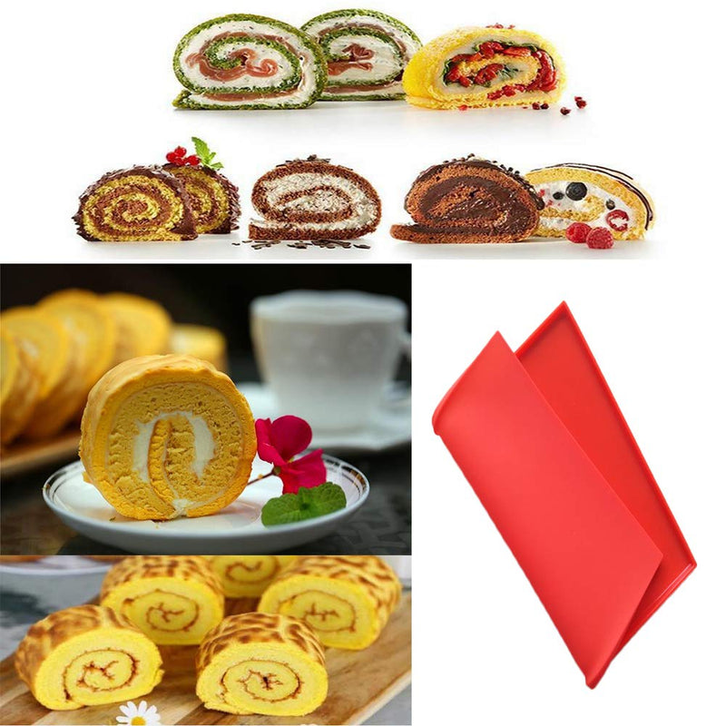 NewNest Australia - Brianver Swiss Roll Cake Mat - Flexible Multipurpose Silicone sheet Nonstick jelly roll pan Baking Tray Pastry Mat Pizza Cookies Mould（set of 2） 