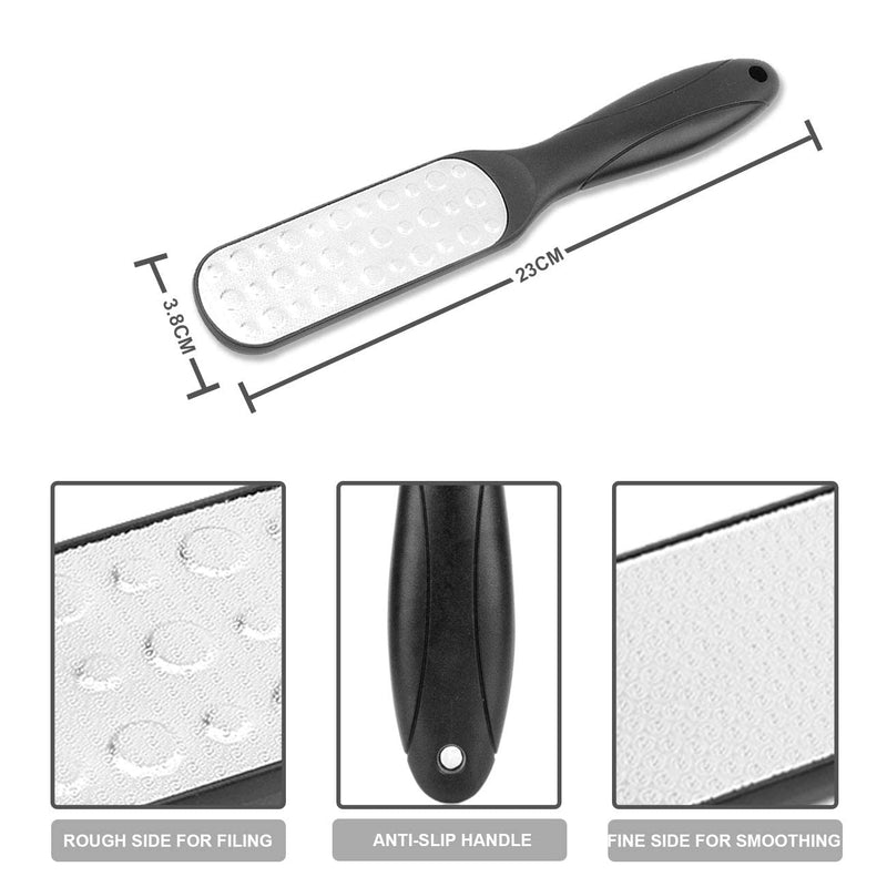 Foot File for Hard/Dead Skin, Foot Callus Remover 3Pcs, Foot Scraper for Wet/Dry Skin, Stainless Steel Foot Rasp for Cracked Feet, Pedicure Kit by Dualeco, Black - NewNest Australia