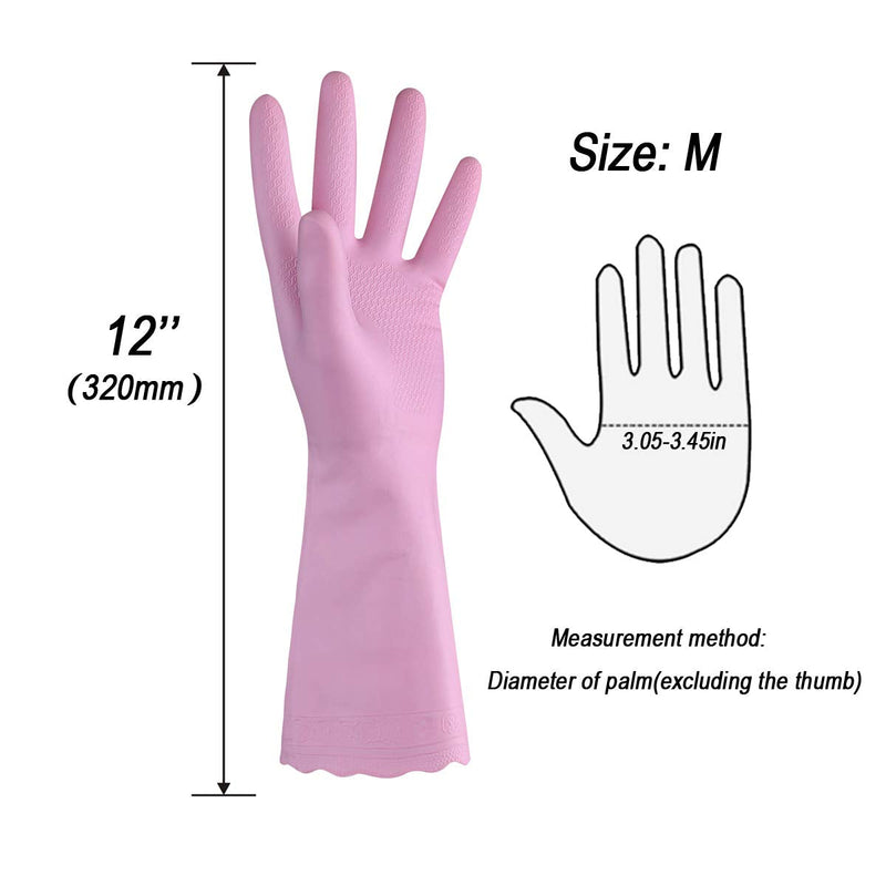 Household Cleaning Gloves - Reusable Kitchen Dishwashing Gloves with Latex Free, Cotton lining, Waterproof, Non-Slip (Medium, 2 Pairs) Medium (2 Pair) Blue+pink - NewNest Australia
