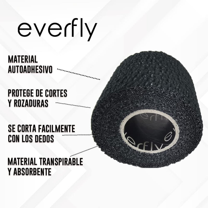 Everfly Tape Crossfit - 3 Rolls 5 Cm X 4.5 M - Sports Bandage - Hook Grip Thumb And Finger - Self-Adhesive Bandage - Flexible Protective Tape - Adhesive Tape For Weights (Black) - NewNest Australia
