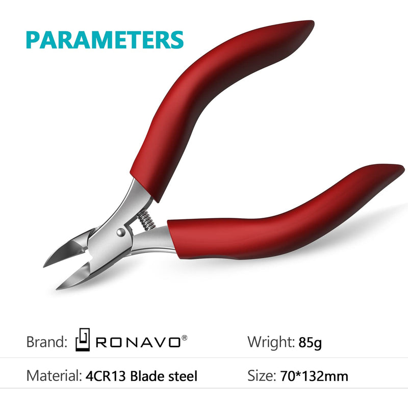 Nail Clipper Set - Ingrown Toenail Treatment & Toenail Clippers for Thick Nails,Heavy Duty Professional Toe Nail Clippers for Men/Elderly, Large Toenail Scissors,Long Handle Safety Strong RONAVO(Red) Ingrown Nails KIT(Red) - NewNest Australia