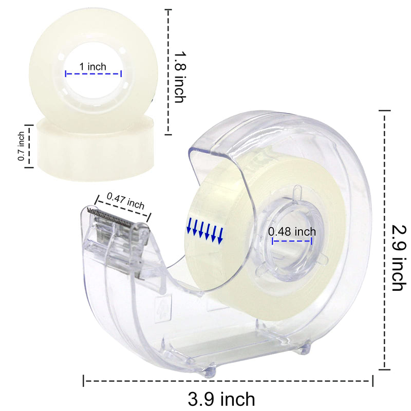 6 Pack Clear Tapes and Refillable Dispensers, Transparent Tape Refills, Office Tape with Dispenser for Home, School, 0.7" x 28 yds per roll 6 pcs - NewNest Australia