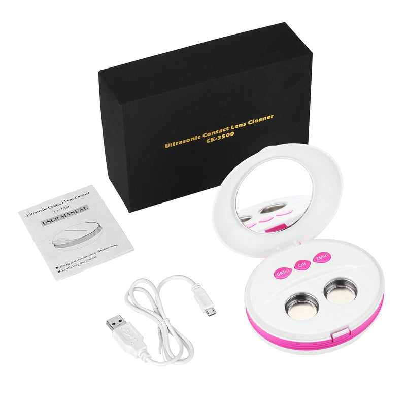 Contact Lens Cleaner Machine, Blumway Ultrasonic Contact Lens Cleaner with USB Charger, Small & Portable, Fit Disposal Soft Lens, Hard Lens, Contact Lens, Colored Lens, RGP Lens & OK Lens Pink - NewNest Australia