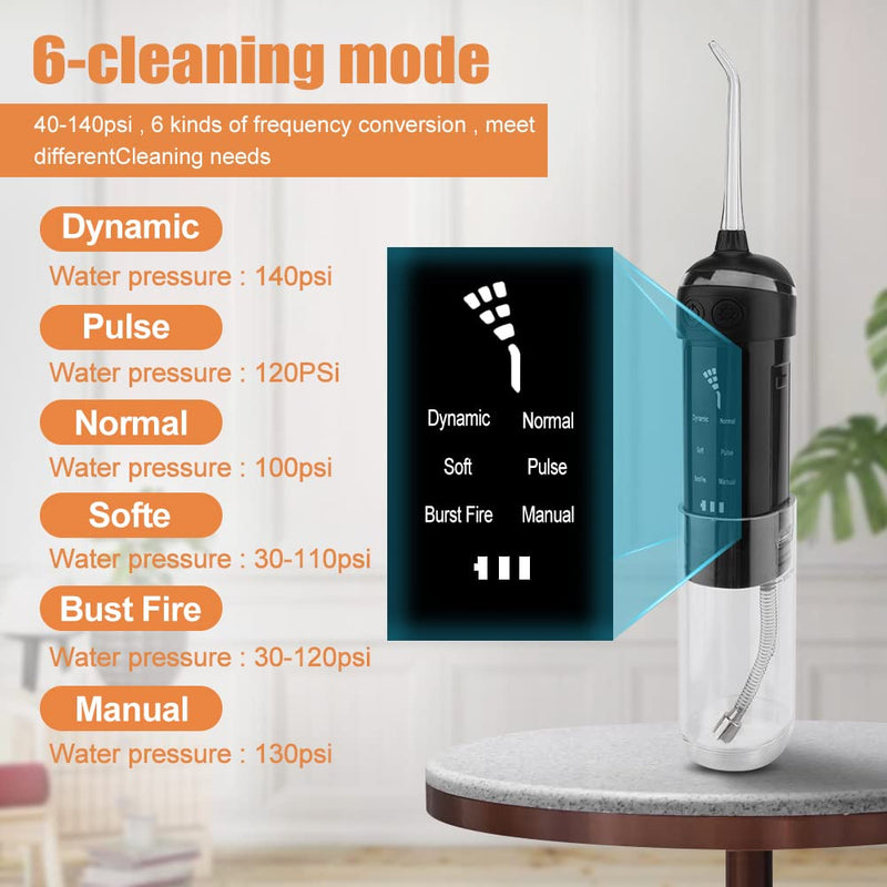 Water Flosser for Teeth, HINMAY Portable Water Teeth Pick Cleaner with 6 Modes 8 Jets for Teeth, Braces Bridges Care, Teeth Flosser Mini Cordless Portable for Home Travel - NewNest Australia