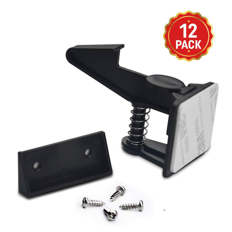 Baby Safety Cabinet Locks 12 Pack Black-GRANDOTO Children Cabinet Baby Safety Locks Latches for Cabinet & Drawers - NewNest Australia