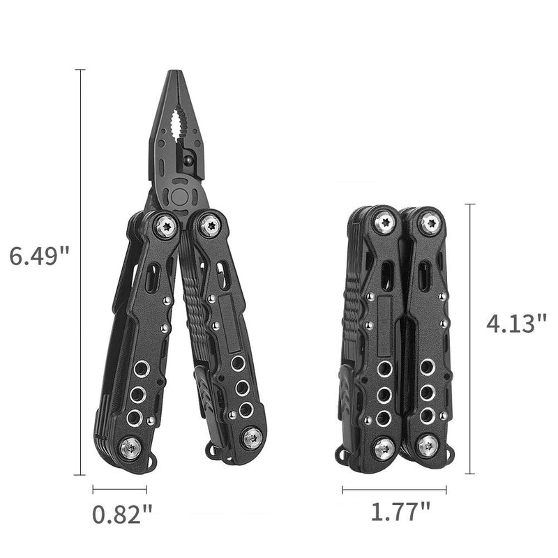 Suruid 12 in 1 Multi tool Pliers Pocket Knife with Durable Nylon Sheath, Multitool with Pliers, Bottle Opener, Screwdriver, Saw-Perfect for Outdoor, Survival, Camping, Fishing, Hiking - Cool Black - NewNest Australia