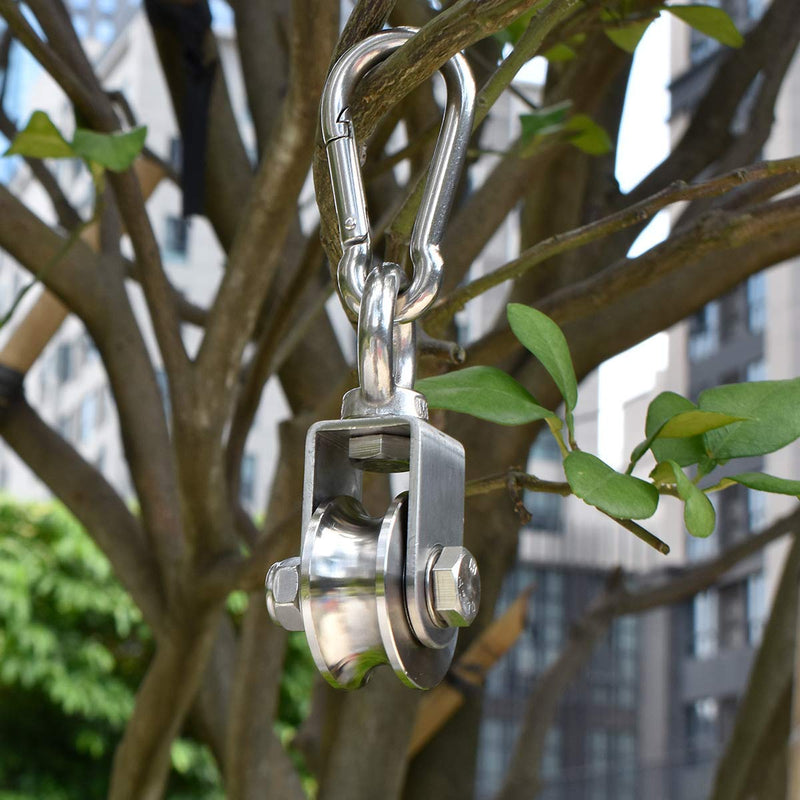 Penkwiio Pulley Wheel Stainless Steel Duplex Bearing Super-Silent Detachable 360 Degree Rotation Heavy Duty Traction Wheel Pulley System Gym Loading 500KG 107mm - NewNest Australia