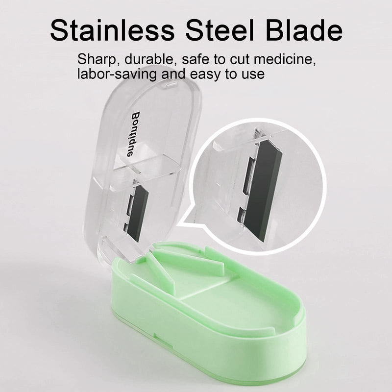 iJiZuo Pill Cutter, Pill Tablet Cutter for Small or Large Pills, Portable Pill Dispenser, Travel Pill Case, Portable Tablet Cutter with Blade and Storage Compartment-Green - NewNest Australia