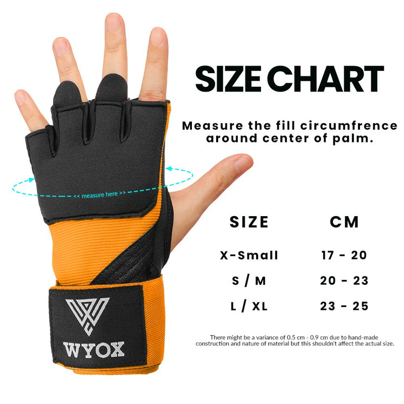 WYOX Boxing Wraps MMA Gloves Inner Boxing Gloves for Men Women Youth - EZ-Off & On - Thick Knuckle Padding - Breathable Fabric Hand Wraps Heavy Bag Gloves Orange Large-X-Large - NewNest Australia