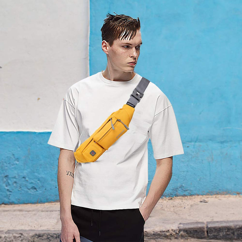 ZOMAKE Fanny Pack for Men Women, Slim Belt Bag Water Resistant Small Waist Bag Pack with 4 Pockets for Running Cycling Workout Fit All Phones York yellow - NewNest Australia