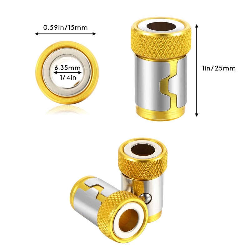 5 Pieces Magnetic Screw Ring Bit Magnetizer Ring Metal Magnetizer Screw, Removable for 1/4 Inch/ 6.35 mm Hex Screwdriver and Power Bits (Yellow) Yellow - NewNest Australia