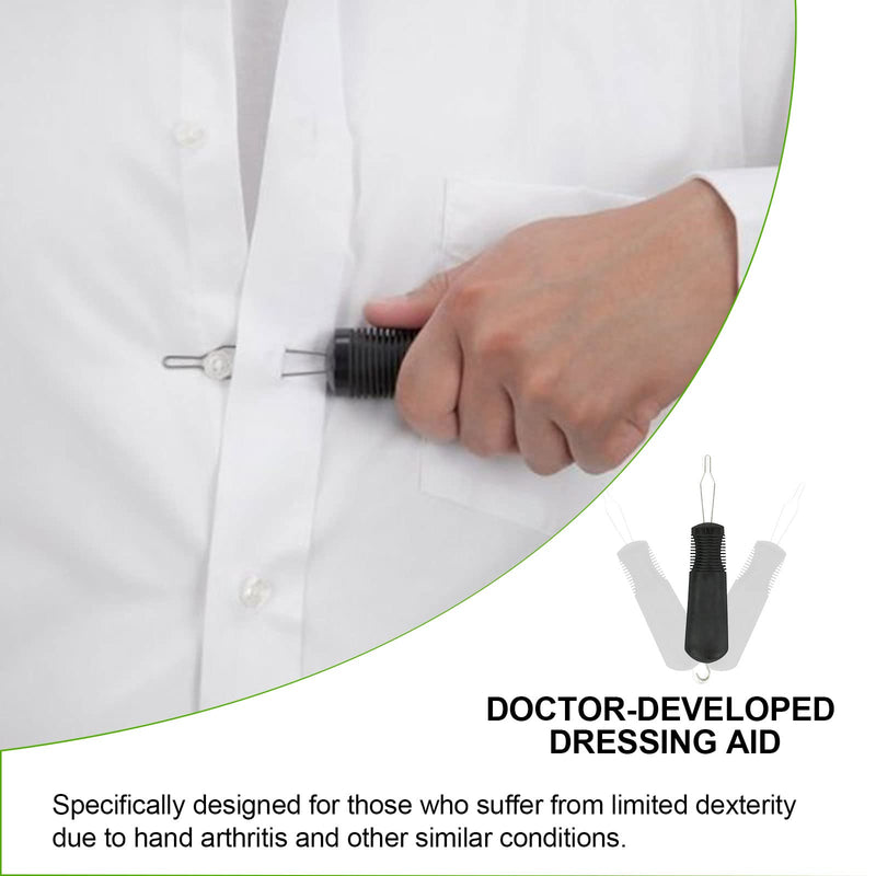 TSHAOUN Button Hook & Zipper Pull, Zipper Pull Helper, Easy Grip Button Hook & Clothes Zip Puller, Dress Clothes Tool, Button Shirts Aid, One Hand, Disability, Handicapped and Seniors (Black) Black - NewNest Australia