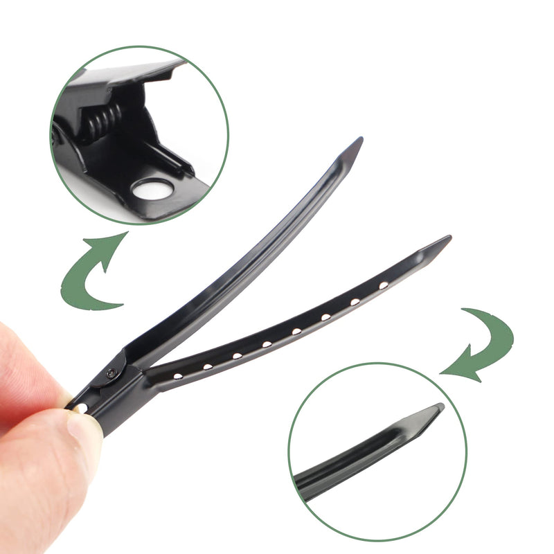 JOYOYO 40 Pcs Duck Billed Hair Clips Hair Styling Clips Metal Crocodile Clips Pin Curl Clips with Holes, Professional Hair Sectioning Clips for Barbershop Women Girls 3.5 Inch Black - NewNest Australia