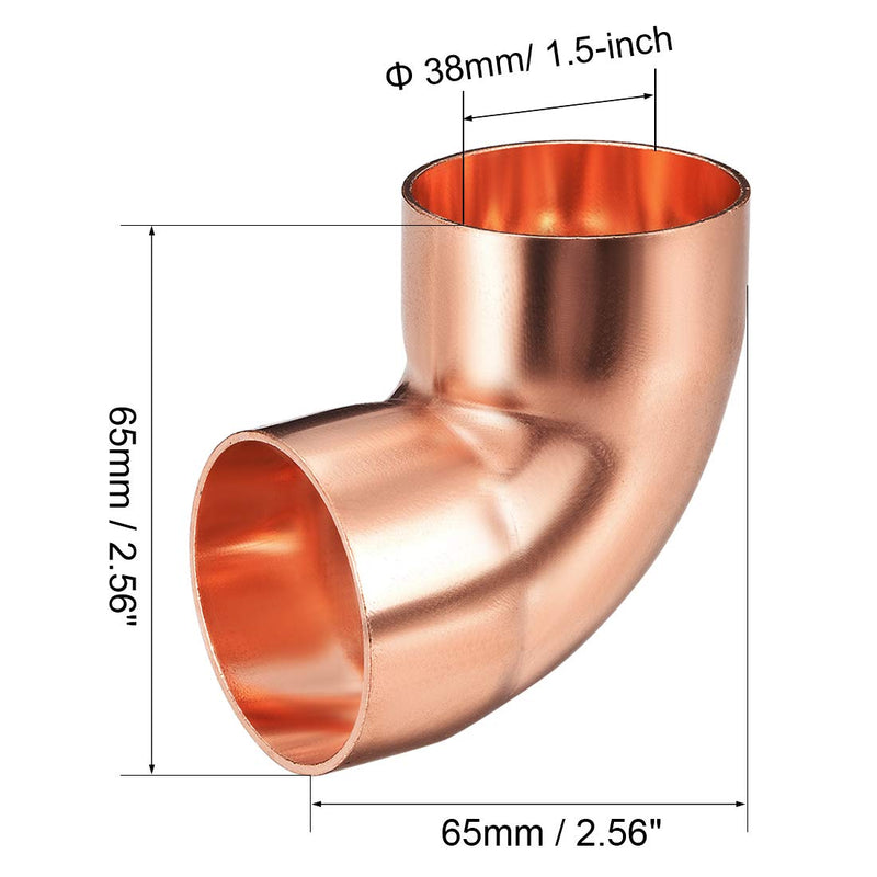 uxcell 1.5-inch ID 90 Degree Copper Elbow Short-Turn Copper Pipe Fitting Conector for Plumbing 2pcs - NewNest Australia