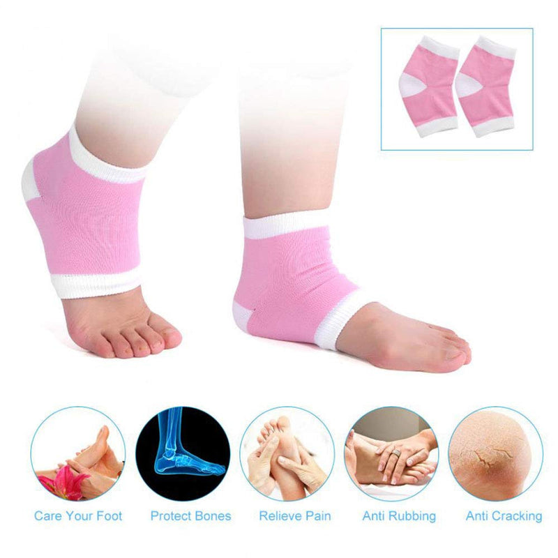 Compression Heel Socks Moisturizing Open Toe Comfy Recovery Socks by PEDIMEND™ (1PAIR - 2PCS) | Cracked Skin | Relieves Plantar Fasciitis/Metatarsal Pain/Heel Spurs - Foot Care (One Size, Pink) One Size - NewNest Australia