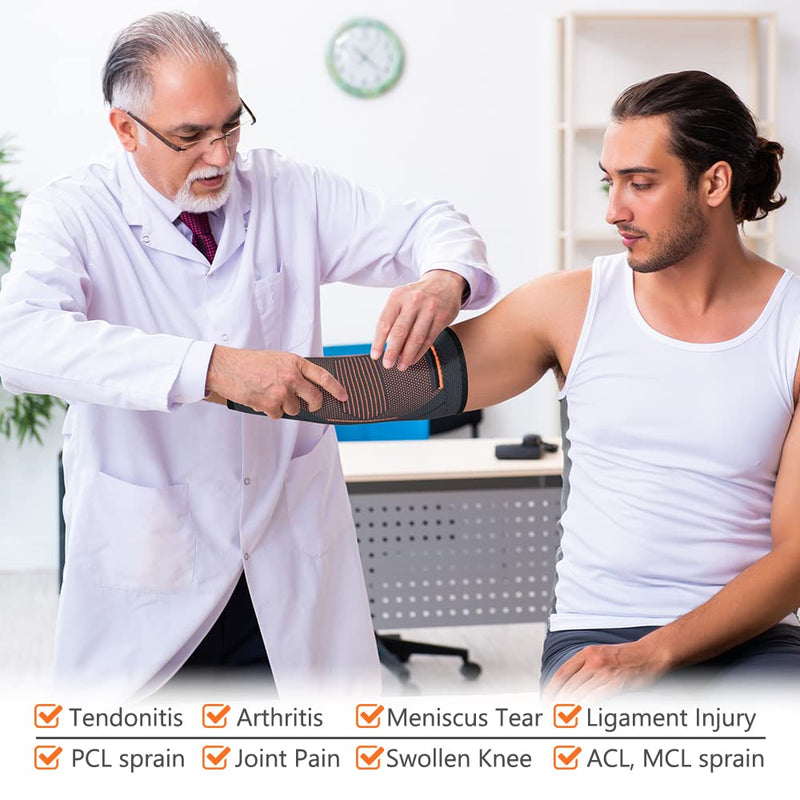 Acwoo Elbow Bandage, Non-Slip Elbow Bandage For Men And Women, Elbow Support Sleeve For Left/Right, Breathable Compression Elbow Support For Tennis, Volleyball, Golf, Orange (L) - NewNest Australia