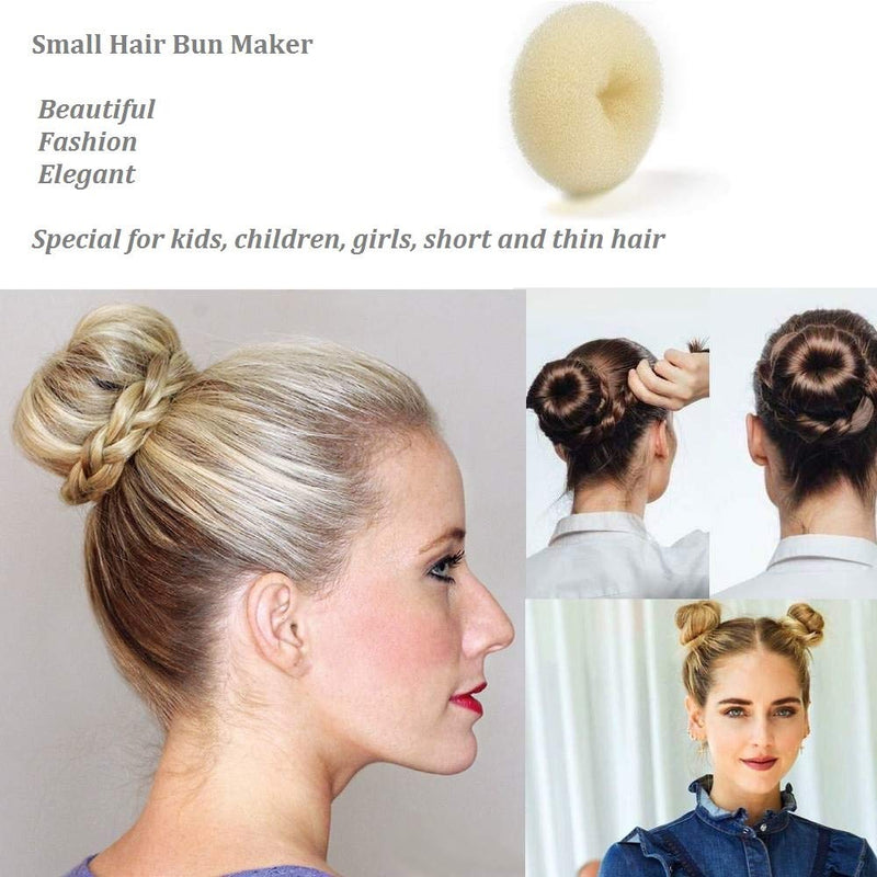 Extra Small Hair Bun Maker for Kids, 6 PCS Chignon Hair Donut Sock Bun Form for Girls, Mini Hair Doughnut Shaper for Short and Thin Hair (Small Size 2 Inch, Beige) - NewNest Australia