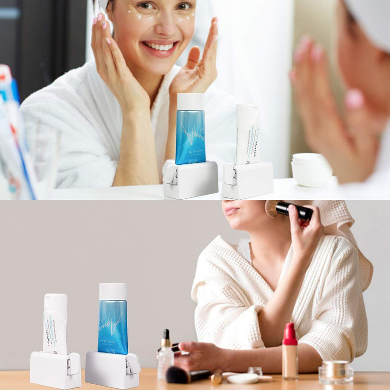 CORNERIA 2pcs Toothpaste Tube Squeezer Plus with Long Size 2.8IN - Premium ABS Plastic & Silicone pad Toothpaste Squeezer Rollers Even Tube Cosmetics, Tube Ketchup etc White - NewNest Australia