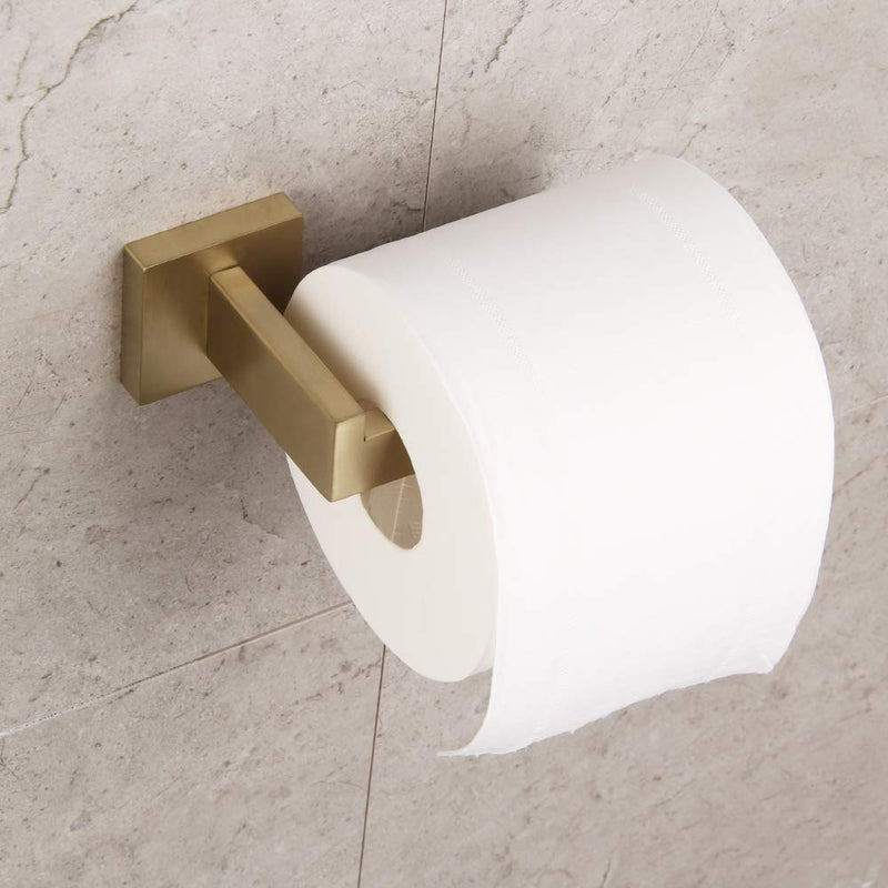 GERZWY Bathroom Toilet Paper Holder, SUS 304 Stainless Steel Hotel Square Tissue Roll Holder Wall Mount Brushed PVD Zirconium Gold Finish FG1605-BZ - NewNest Australia