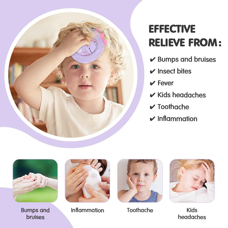 Hilph Kids Ice Pack Cold Compress for Injuries, 3 Nylon Child Ice Pack with Soft Sleeve Soothing Bumps Ice Packs Cool Packs for Pain Relief, First Aid, Headache, Cuts & Insect C-3 Cute Dinosaurs - NewNest Australia