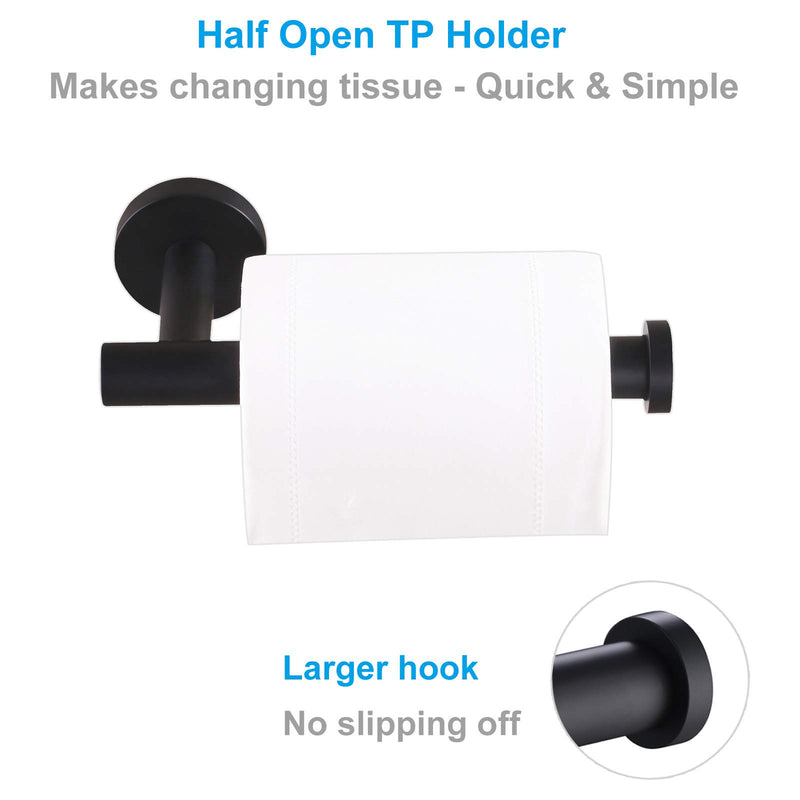 APLusee 2 Pieces Bathroom Accessories Set Matte Black Oval Hand Towel Holder, Toilet Paper Holder Modern Stainless Steel Bath Fixtures Wall Mounted - NewNest Australia
