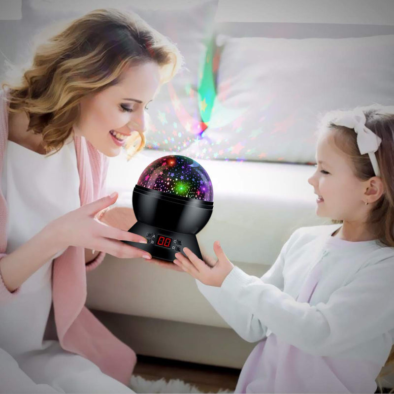 NewNest Australia - MOKOQI Star Projector Night Lights for Kids With Timer, Gifts for 1 - 14 Year Old Girl and Boy, Room Lights for Kids Glow in The Dark Stars and Moon can Make Child Sleep Peacefully and Best Gift-Black Black 