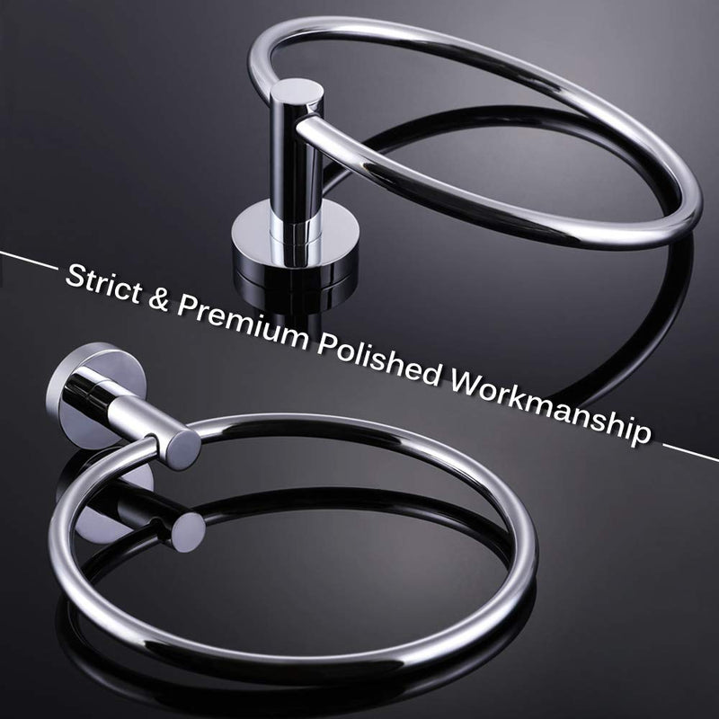 Hand Towel Ring, Angle Simple Stainless Steel Bathroom Towel Holder, Face Towel Hanger, Round Towel Ring Chrome, Wall Mount - NewNest Australia