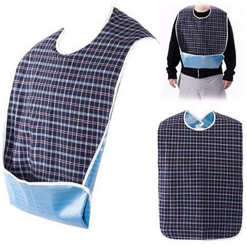 MINGZE Adult Bib, Waterproof Adult The Eldly Bib Adult Clothing Mealtime Protector Bib Dining Pocket Bibs for Elderly Disabled Aid Apron Reusable Apron Washable with Crumb Catcher (Blue) Blue - NewNest Australia