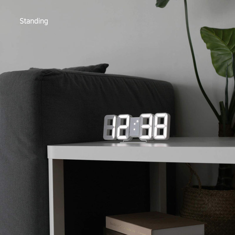 NewNest Australia - mooas Pure Mini White 3D LED Clock, Multi-Function LED Clock (Calendar, Alarm, Temperature) 