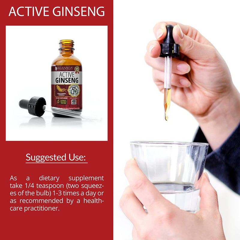 Active Ginseng Korean Red Panax Ginseng with Natural Ginsenosides - All-Natural Advanced Liquid Solution for 2X Absorption - Supports Healthy Energy, Vitality, Mood and More - NewNest Australia