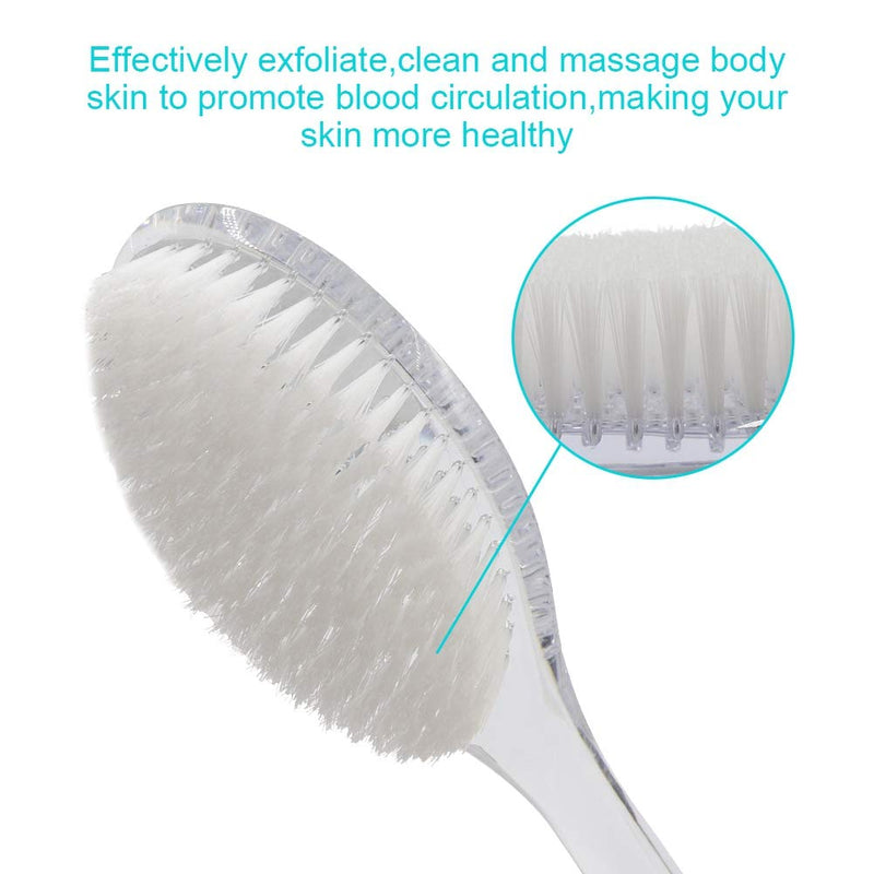 Mczcent Body Brush Dry Brushing Back Scrubber with Curved Plastic Long Handle Bath Shower Brush Dry Skin Exfoliating Cellulite Brush for men and women(Transparent Handle) - NewNest Australia