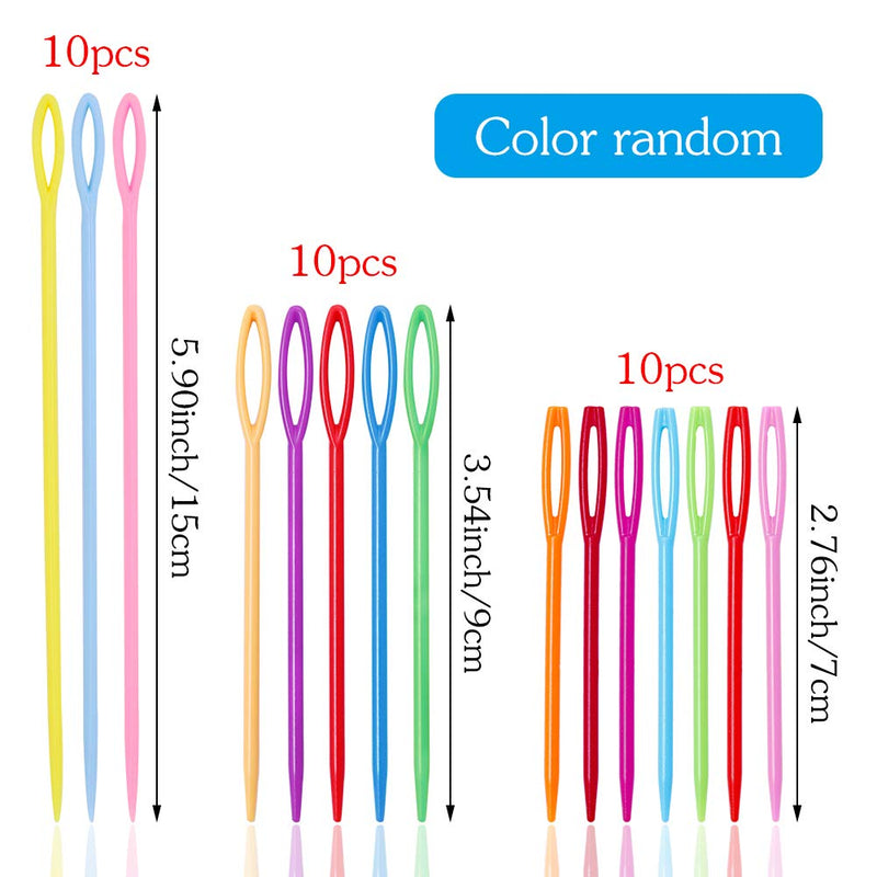 30 PCS Large Eye Plastic Needles, 2.7Inch/3.5Inch/5.9Inch Plastic Weaving Needles, Yarn Needles, Learning Needles, Safety Plastic Lacing Needles for Kids & Sewing Handmade Crafts 30 PCS - NewNest Australia