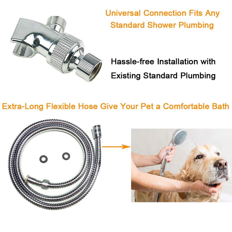HauSun Handheld Shower Head with On/Off Switch - 5 Spray Settings 6.5 Feet Extra Long Hose High Pressure with Bathroom Faucet Kit - Universal Adapter Holder Mount for Wall,Chrome Finish - NewNest Australia