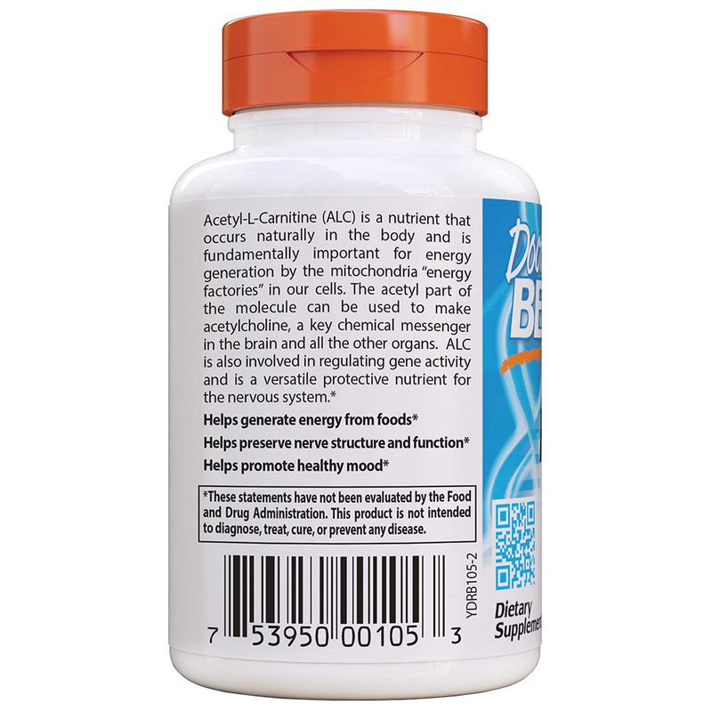 Doctor's Best Acetyl L-Carnitine, Help Boost Energy Production, Support Memory/Focus, Mood, Non-GMO, Vegan, Gluten Free 60 Count (Pack of 1) - NewNest Australia