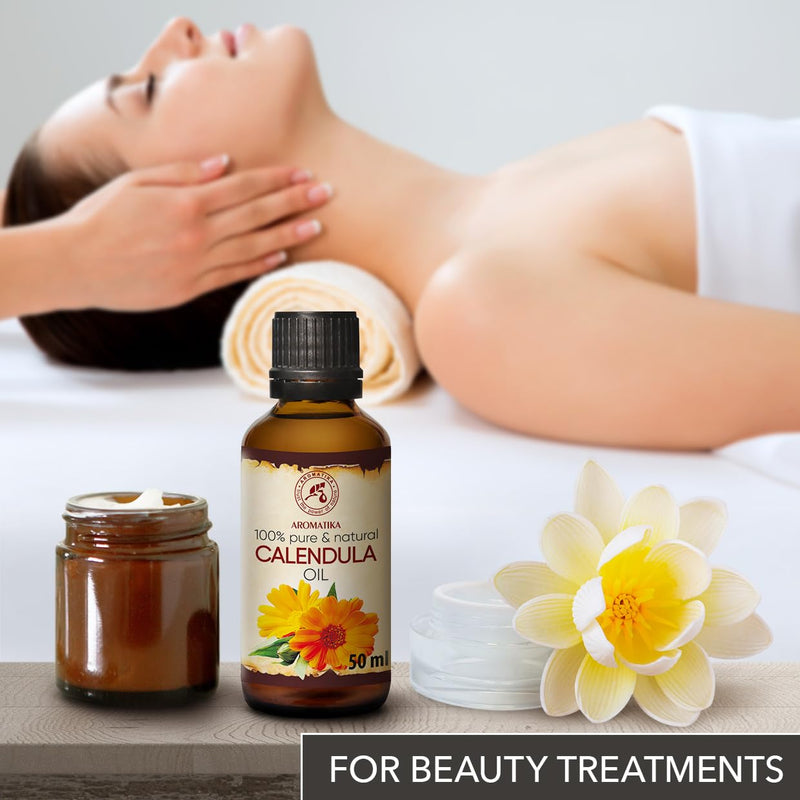 Marigold Oil 50Ml - Calendula Oil - 100% Pure - Calendula Oil - Base Oil - Calendula Officinalis - Marigold Oil For Face - Nails - Hands - For Beauty - Massage - Cosmetics - Body Care - NewNest Australia