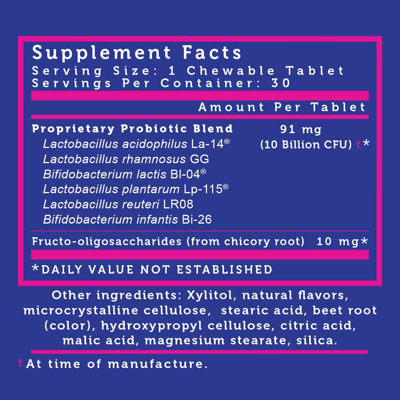 LoveBug Probiotics for Kids Immune Support, 10 Billion CFU & 6 Strains, 30 Natural Berry Flavored Chewable Tablets, Probiotic Supplement for Digestive & Immune Health, Allergen Friendly. - NewNest Australia