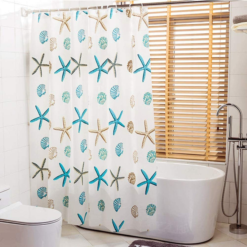 Meiosuns Shower Curtain Eco-Friendly Waterproof Bathroom Curtains Ocean Theme Semi Translucent Shower curtain Liners with Rustproof Grommets and Curtain Hooks (Starfish and Seashells, 48'' x 78'') - NewNest Australia