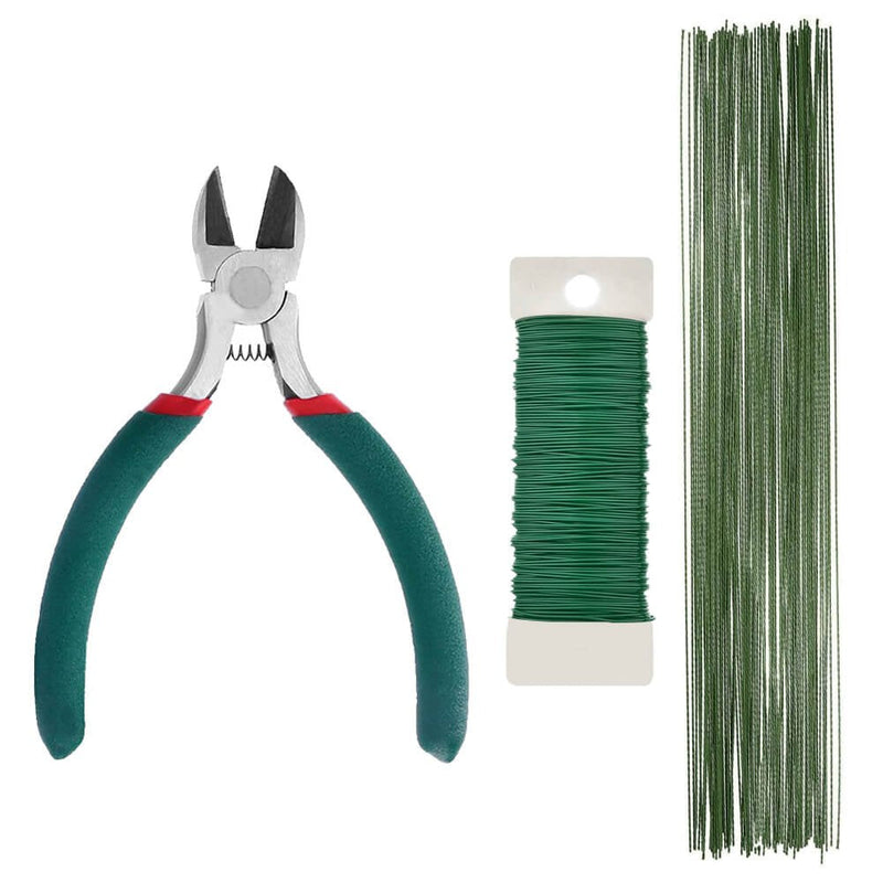 Paxcoo Floral Stem Arrangement Tools Kit with Wire Cutter Green Floral Tapes 26 Gauge Stem Wire and 22 Gauge Paddle Wire for Bouquet Stem Wrap Florist - NewNest Australia