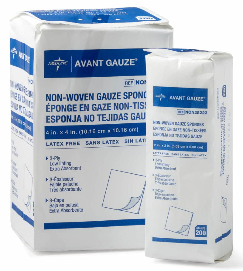 Medline NON25223Z Gauze, Sponge, Avant, 2" x 2", 3Ply, Ns, Lf (Pack of 200) - NewNest Australia