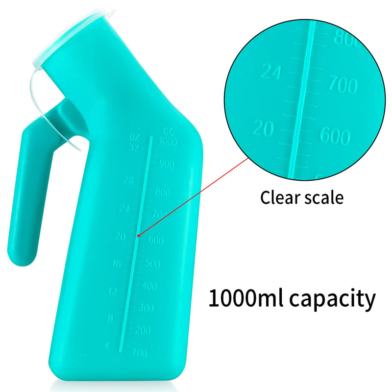 2 Pcs 1000Ml Urine Bottles For Men, Portable Men Urinal Bottle Bed Bottle For Male Urine Catcher Bottle With Screw Cap For Travel Emergency Bed Camping With 1 X Cleaning Brush - NewNest Australia