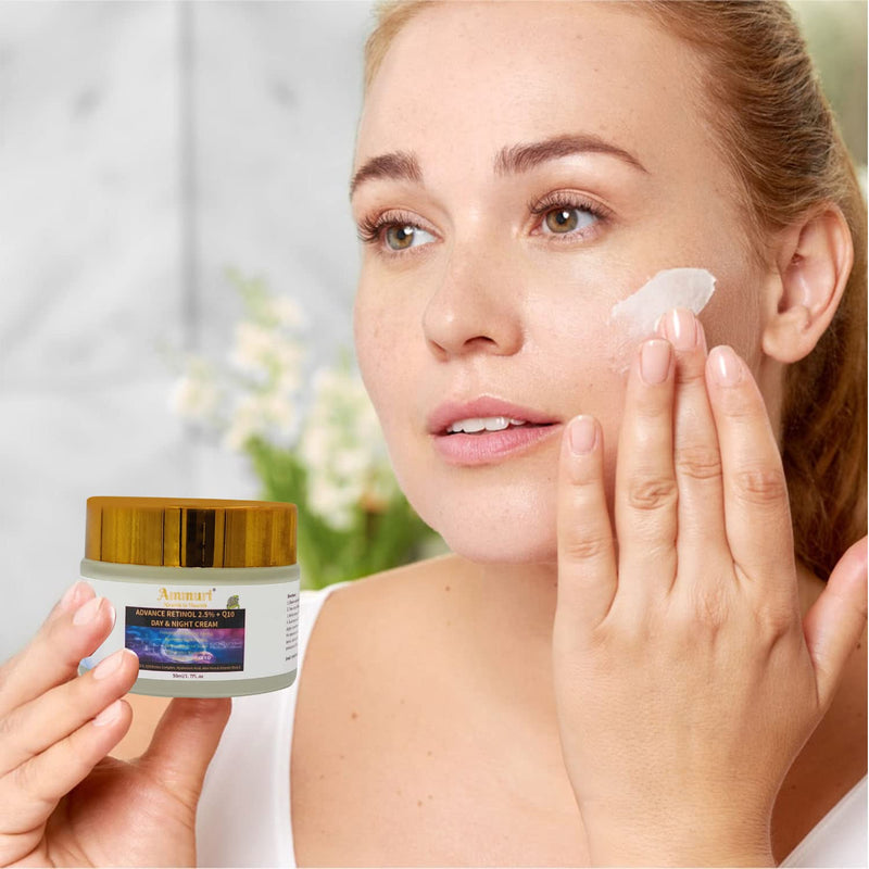 Ammuri Premium Skin Formula Q10 Face cream + Advance Retinol 2.5% Firming Day & Night Cream With Hyaluronic Acid Anti Wrinkle Face Moisturising Cream, Aloe Vera, Vitamin B5 & Vitamin E for Anti Ageing Advance Retinol 2.5% Night Cream - NewNest Australia