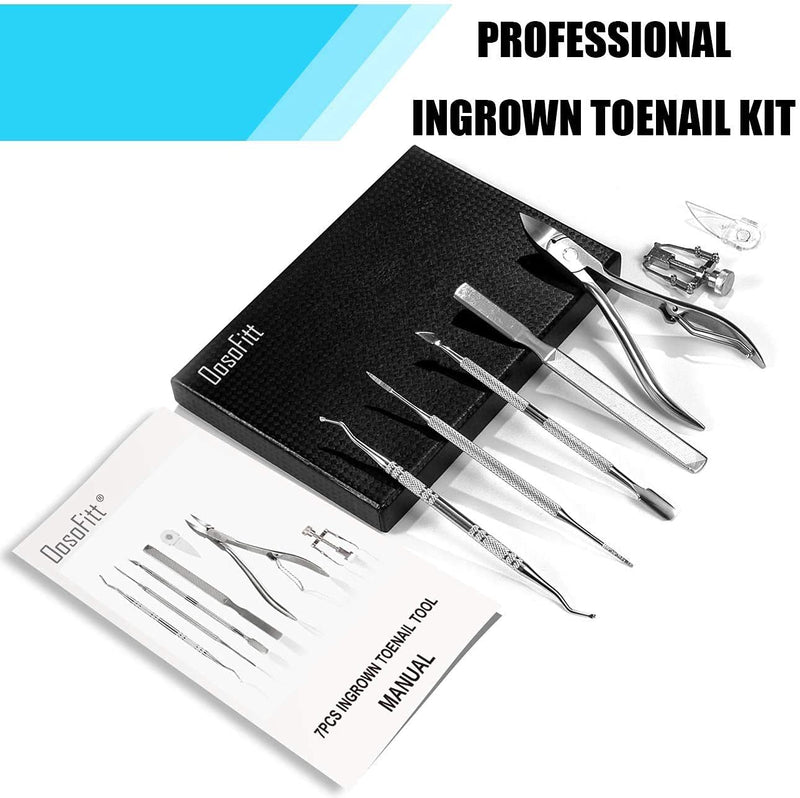 Toenail Clippers Set 7Pcs, Staineless Steel Ingrown Toenail Tool Kit, Professional Toe Nail Nippers Set for Ingrown & Thick Nail, Surgery Grade Manicure Pedicure Tool By OosoFitt Silver - NewNest Australia